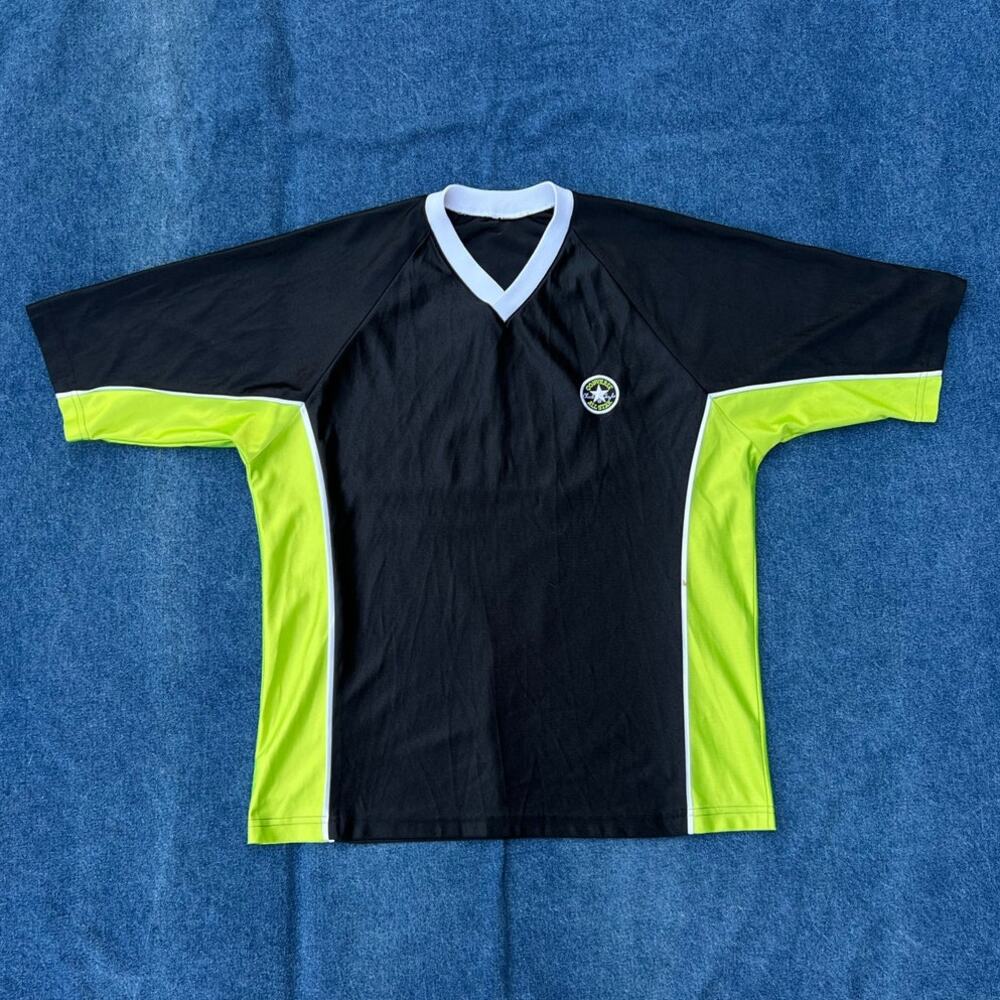 90s Converse color block v neck soccer jersey
